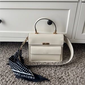 Marc Jacobs Cream Satchel with Gold Hardware and Crossbody Strap